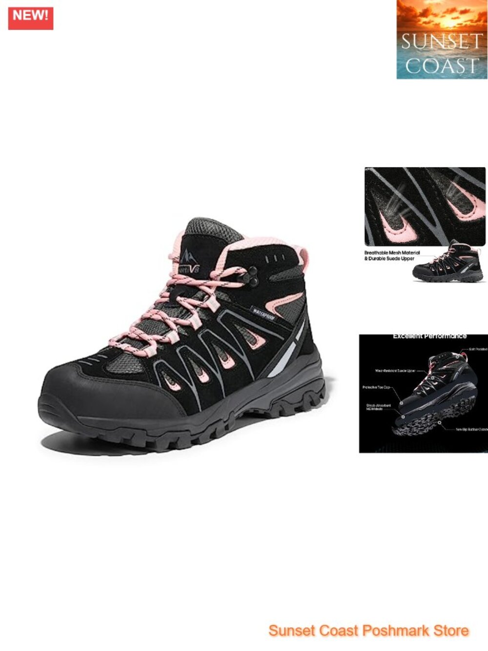 Waterproof Suede Hiking Boots Mid-Calf Trekking Outdoor